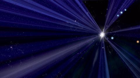 Artist's impression of neutrino particles shooting through space.